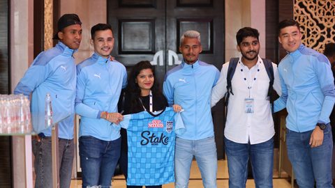 Snaps from the launch event of the new Mumbai City FC club crest