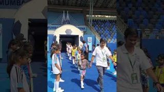 Special start to #WomensMonth as some young girls proudly escorted the players onto the field 🩵
