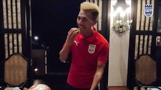 Bipin Singh's hat-trick celebration
